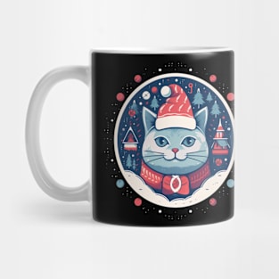 Russian Blue Cat Xmas, Love Cats Mug